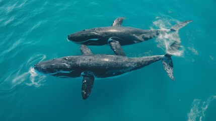 Fototapeta premium Graceful Whales Gliding Through the Ocean Depths