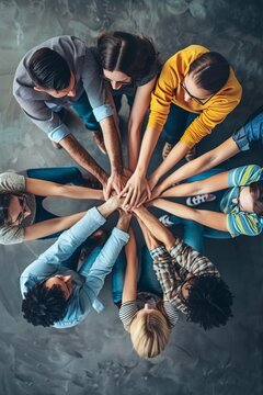 Diverse hands united  teamwork, empathy, partnership, and social connection in business