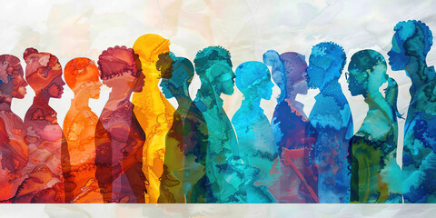 profiles of people made of papers group image 

