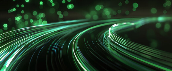 Sweeping Green Light Waves with Bokeh Effects
