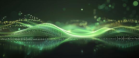 Green Digital Waves with Bokeh Light Effect
