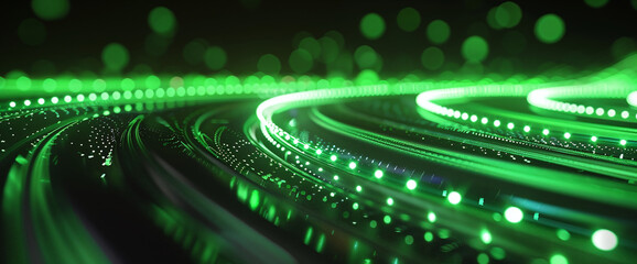 Futuristic Green Digital Circuitry and Data Flow
