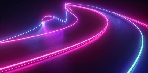 Neon Light Trails in Fluid Abstract Motion
