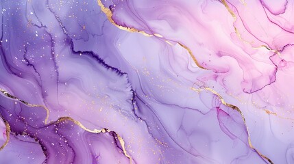 Marble Pink Ink. Lilac Alcohol Ink Background. Purple Marble Art Watercolor. Violet Water Color Repeat. Geode Elegant Glitter. Blue Vector Ink Paint. Luxury Seamless Template Gold Abstract Background