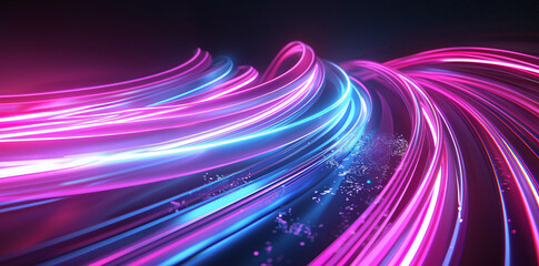 Vibrant Neon Light Waves Abstract Background
