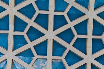Architectural detail texture background with oriental hexagonal grid pattern