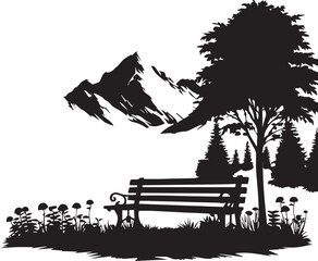 Fototapeta premium Park Bench Nature Silhouettes EPS Park Bench Vector Park Bench Clipart