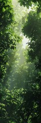 Fototapeta na wymiar A jungle canopy texture, with layers of lush green leaves and dappled sunlight filtering through, conveying the dense and untamed wilderness created with Generative AI Technology