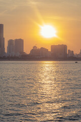 Sunset on Tonle Sap River, Mekong River in Phnom Penh City, Cambodia