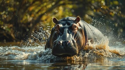 Witness the hippo's elegant journey through intricate river networks, showcasing the prowess of streamlined aquatic transport systems.