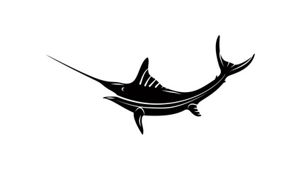 Marlin sea fish, black  isolated silhouette