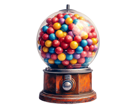 Glass vintage Gumball Machine. Bubblegum machine isolated