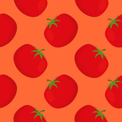red tomatoes seamless pattern vector illustration. Fresh Vegetables. Food Background. Great for food Wrapping Paper, Packaging. Ecological vegetarian food background. Farm market product.