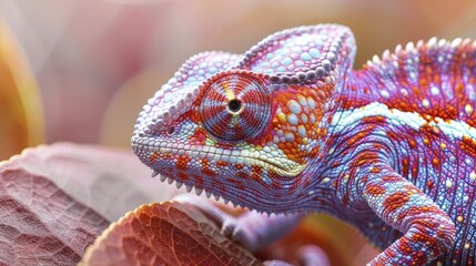 The chameleon's shifting hues mirror seasonal transitions, symbolizing adaptive marketing strategies to trends. - obrazy, fototapety, plakaty