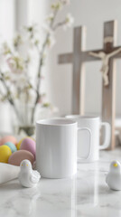 Easter themed mock-up of cups. AI Generated