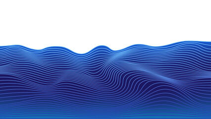 Abstract water waves with superimposed sinuous lines in different shades of blue  - obrazy, fototapety, plakaty