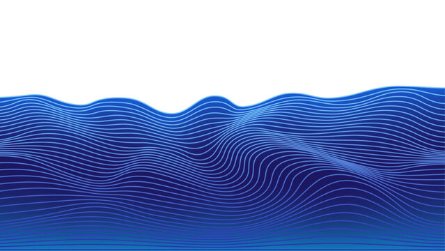 Abstract Water Waves With Superimposed Sinuous Lines In Different Shades Of Blue 