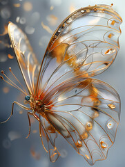 luxurious beautiful gold and silver butterfly