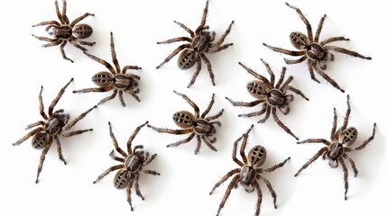 Funnel-web spiders on a white background. Dangerous insect. - obrazy, fototapety, plakaty