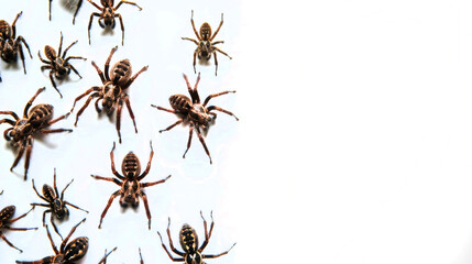 Funnel-web spiders on a white background. Dangerous insect. - obrazy, fototapety, plakaty