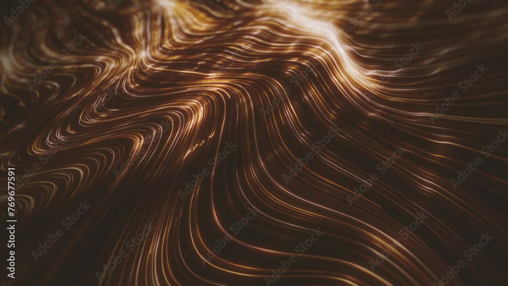 Poster gold streaming lines background/ animation of an abstract background of flowing and streaming light 