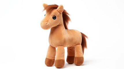 Huggable Happiness - Adorable Horse Plush Doll, Stuffed Animal Toy Isolated on White Background