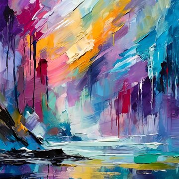 abstract watercolor background.a dynamic abstract painting featuring an energetic crescendo of purple and blue brushstrokes. Employ a mix of bold and delicate strokes to create a sense of movement and