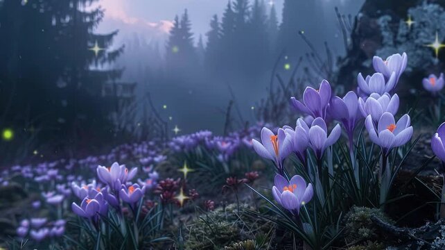 video background of blue flowers in spring
