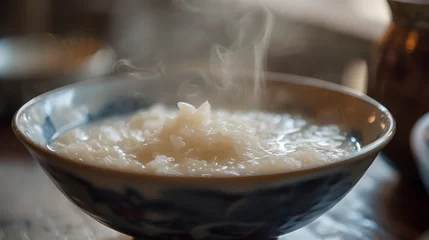 Fotobehang Exquisite Chinese Rice Porridge in a Michelin-Star Restaurant:A Culinary Journey of Authentic Flavors,Refined Presentation,and Gourmet Delight © Mickey