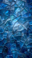 Icy Blue Stained Glass Mosaic - Sleek and Futuristic Digital Art in Cool Winter Tones