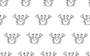 crab. doodle. a hand-drawn crab. the texture. the pattern. seamless pattern. a pattern for textiles. packaging, gift wrappers. vector. lines.