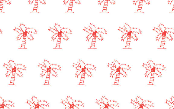 palm tree. beach. the pattern. seamless pattern. drawing. vector. for textiles, wrappers. packages. the pattern is drawn in the doodle style. a paradise drawing with palm trees.