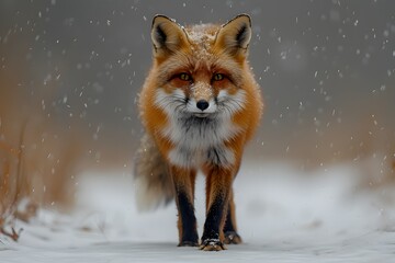 Obraz premium Close Up of a Fox Walking in the Snow