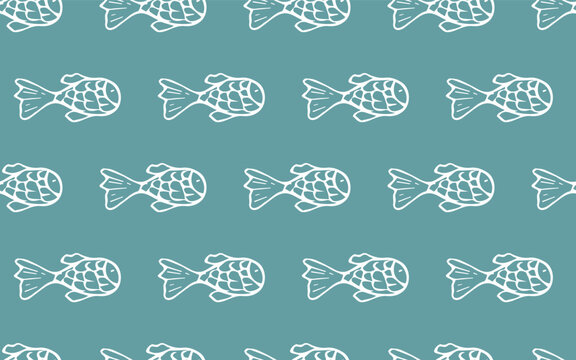 fish. bubble. seashell. the pattern. seamless pattern. drawing. vector. for textiles, wrappers. packages. the pattern is drawn in the doodle style. sea. ocean. animals.