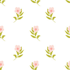 seamless pattern with cute pink flowers 