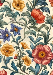 Classic Roman venetian renaissance floral pattern, for invitation, greeting card background, wallpaper and wall art,