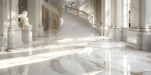 This keyword emphasizes the exclusivity and prestige of Calacatta marble, which is often used in high-end residential and commercial projects to create a sense of opulence and refinement - obrazy, fototapety, plakaty