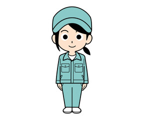 帽子をかぶった作業員の女性