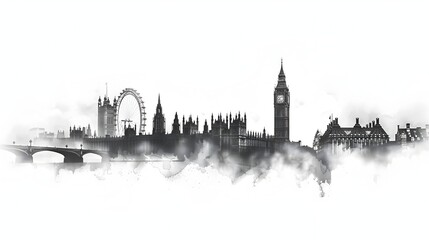Iconic London Skyline Captured in Stunning Black-and-White Pencil Drawing