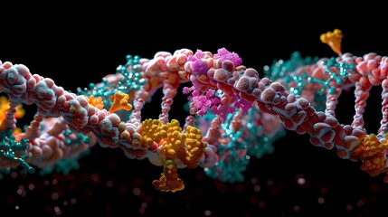 Molecular Visualization of Genetic Mutations in Cancer Cells Depicting DNA Strand Structure