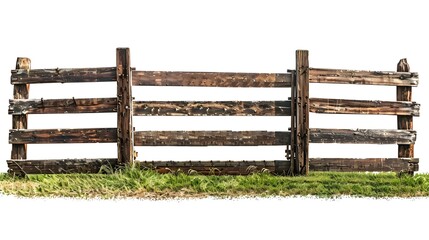 Fototapeta na wymiar Rustic Wooden Horse Fence in Pastoral Countryside Setting Providing Functional Boundary for Equestrian Environments