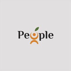 creative simple logo design people orange