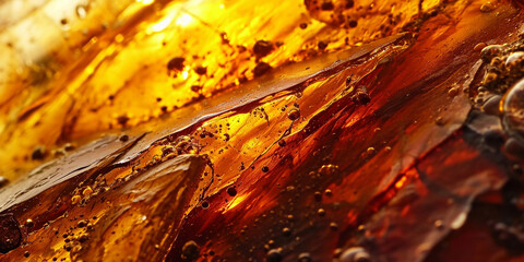 Natural amber texture abstract background. Macro amber. Dark yellow amber stones. Bright warm orange and yellow gold colors in fiery textured autumn background color Beautiful colored pieces of amber