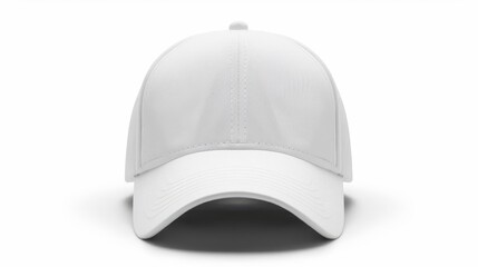 Blank white baseball hat template on isolated white background for realistic mockup