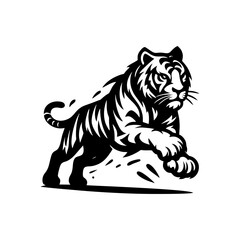 Black tiger vector logo. tiger logo design illustration