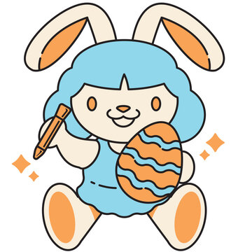 cute rabbit draw easter egg
