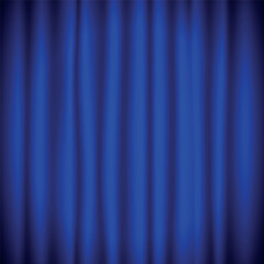 Theater blue curtain with lights as show.Closed silky blue curtain stage background spotlight beam illuminated.Theatrical drapes. Vector illustration