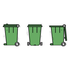 Hand Drawn Trash Can Icon Set Vector Design.