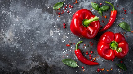 Natural organic red bell pepper texture background for culinary presentations and food photography