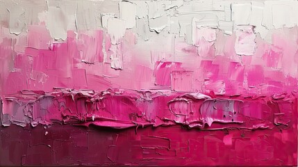 a negative space simplistic modern art painting using pink and white